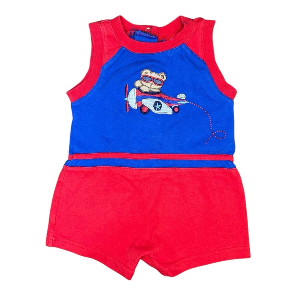 Vintage Okie Dokie Red and Blue Kids One Piece